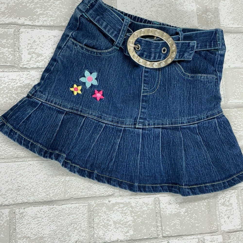 Vintage Chloe Blue Denim Skirt with Floral Accents